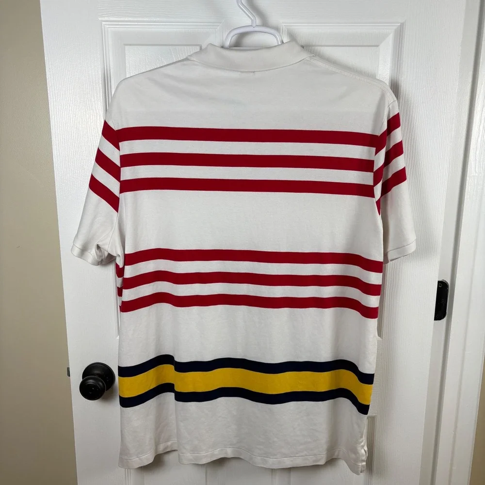 Polo Ralph Lauren Polo Shirt Men's XXL White Red Striped USA Americana Sporty